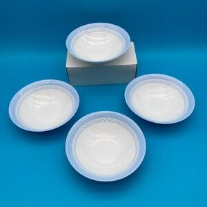Set of 4 Martha Stewart Everyday Blue Wave Cereal Bowls Made in France MTW28